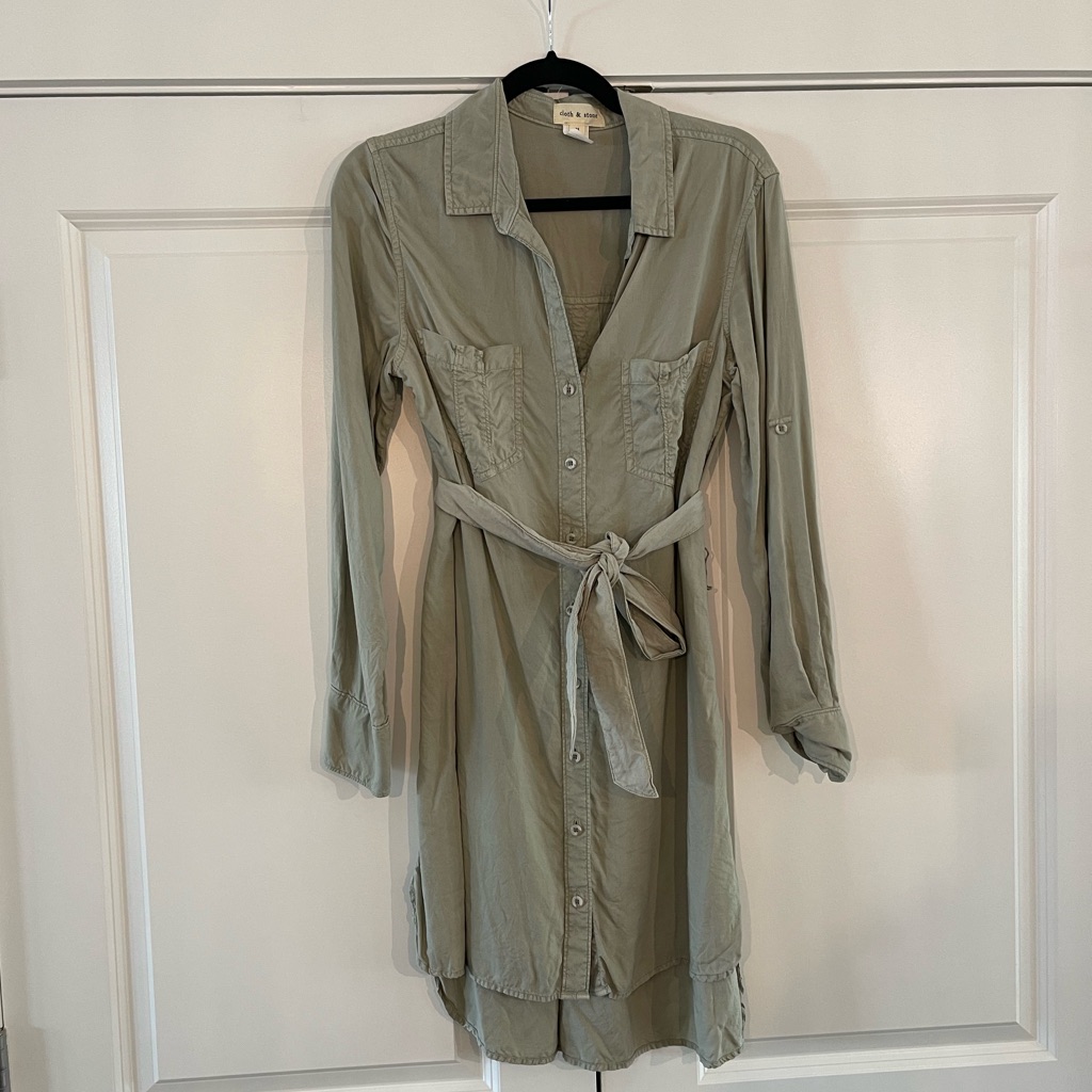 Anthropologie Green Cargo Dress Size Medium